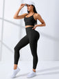 Seamless Yoga Set For Women 2Pcs Workout Outfits Stretchy Leggings And Thin Strap Sports Bra Fitness Wear