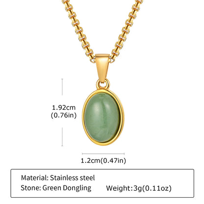 Trendy Pendant Necklaces for Men Boys,Square Natural Stone Stainless Steel Necklaces,Hip Hop Cool Healing Jewelry Gifts