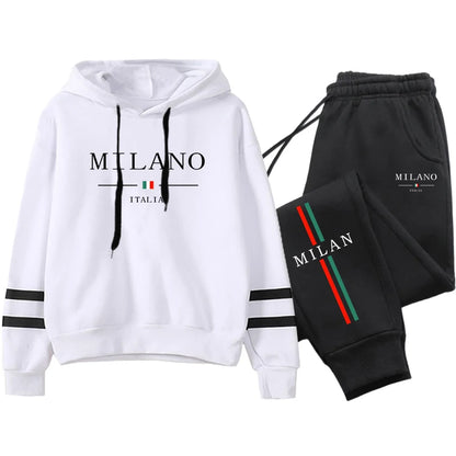 Office Home Womens Tracksuit Print Stripe Sweatshirt Set High Quality Sports Jogging Womens Clothing Fashion Casual Hoodie Suit