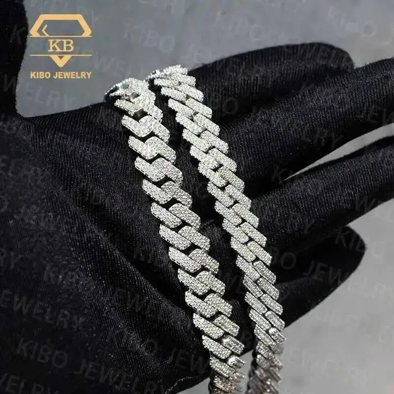 Gra Certificated Pure 925 Sterling Silver Added 18k Gold Plated 10mm Chains Vvs Moissanite Miami Cuban Link