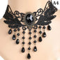 New Sexy Gothic Chokers Crystal Black Lace Neck Choker Necklace Vintage Victorian Women Chocker Steampunk Jewelry