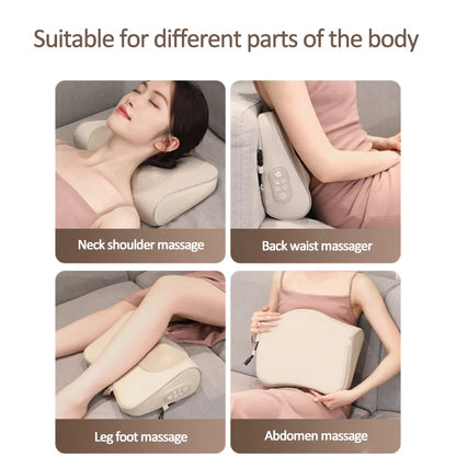 Jinkairui Neck Massage Pillow Cervical Massager Waist Back Shoulder Shiatsu Kneaded Multifunctional Hot Compress Relaxation Gift