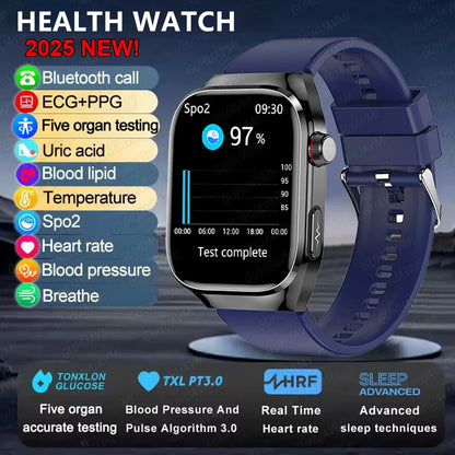 2025 Neue Mikro-Vorsorgeuntersuchung Smartwatch für Herren Harnsäure Körperfett Fünf-Organe-Gesundheitsuhr Bluetooth-Anruf Smart-Armband