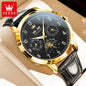 OLEVS Automatic Moon Phase Watch for Men — Leather, Waterproof, Luminous