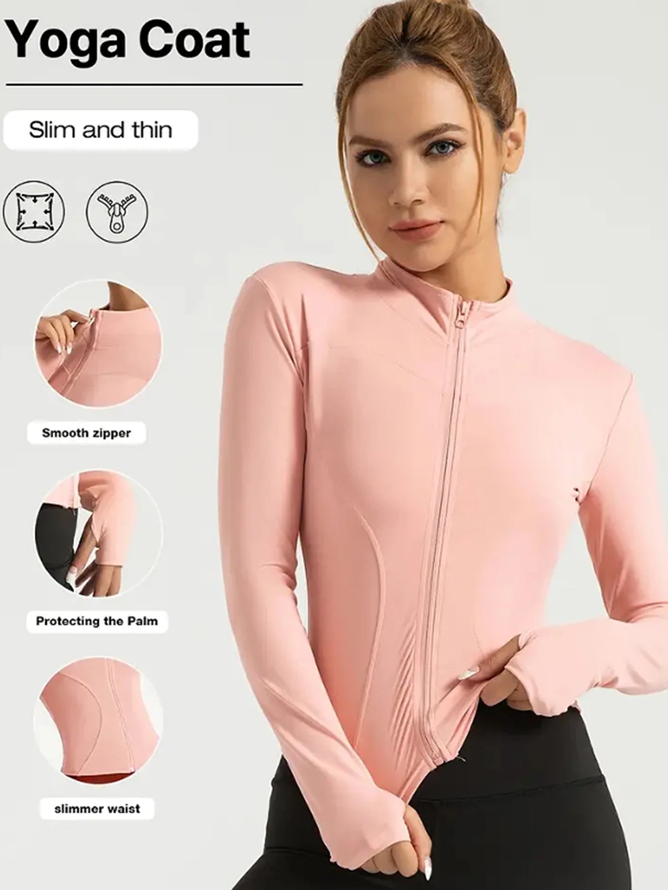 Fitnessjacke, Damen eng anliegendes, schnell trocknendes Oberteil, Herbstkollektion 2025, langärmeliger Sonnenschutz-Stehkragen, Sport Pilates