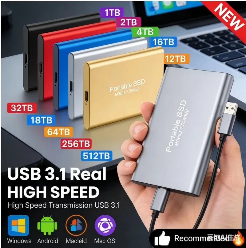 Portable SSD External Hard Drive USB3.2 - 1TB to 16TB