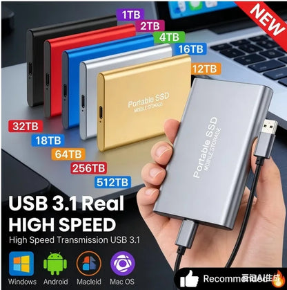 Portable SSD External Hard Drive USB3.2 - 1TB to 16TB