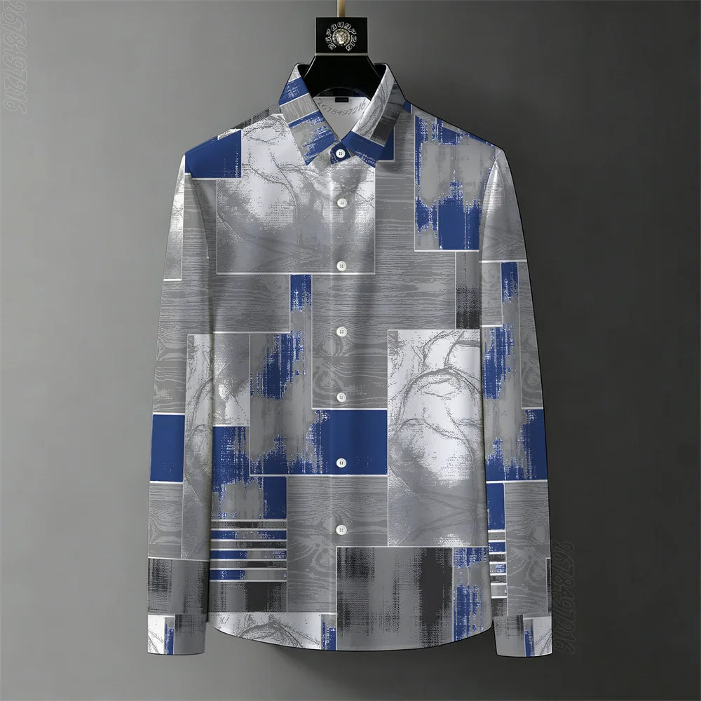 Teglex Men's Wrinkle-Free Color-Block Long Sleeve Shirt