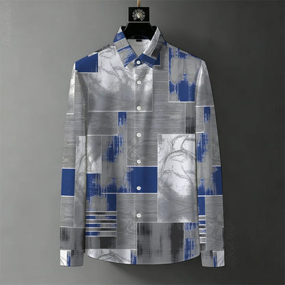 Teglex Men's Wrinkle-Free Color-Block Long Sleeve Shirt