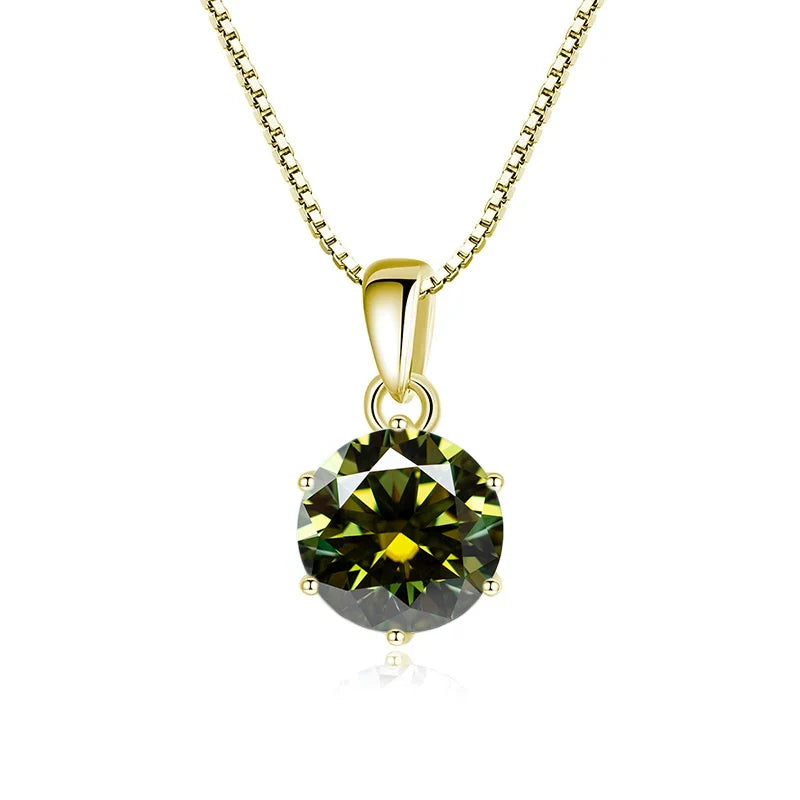 JoyceJelly 1 CT Real Moissanite Pendant Necklace For Women Royal Blue Color Moissanite 925 Sterling Silver Wedding Fine Jewelry