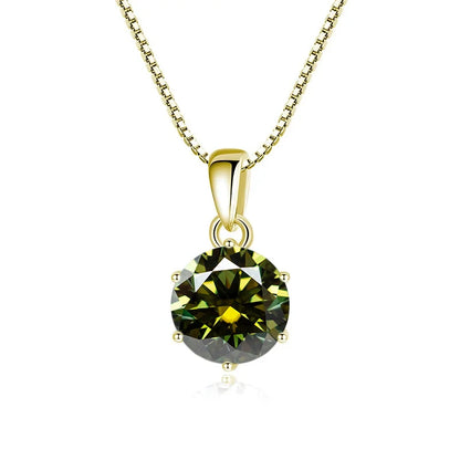 JoyceJelly 1 CT Real Moissanite Pendant Necklace For Women Royal Blue Color Moissanite 925 Sterling Silver Wedding Fine Jewelry