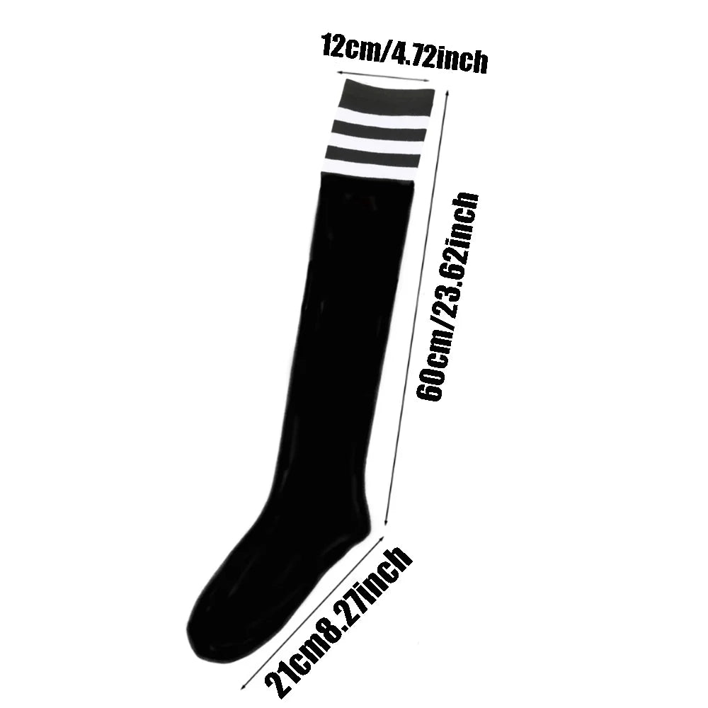 Plus Size Thigh High Socks Striped Knit Stockings