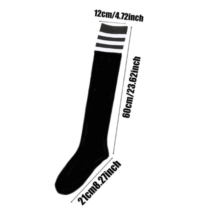 Plus Size Thigh High Socks Striped Knit Stockings