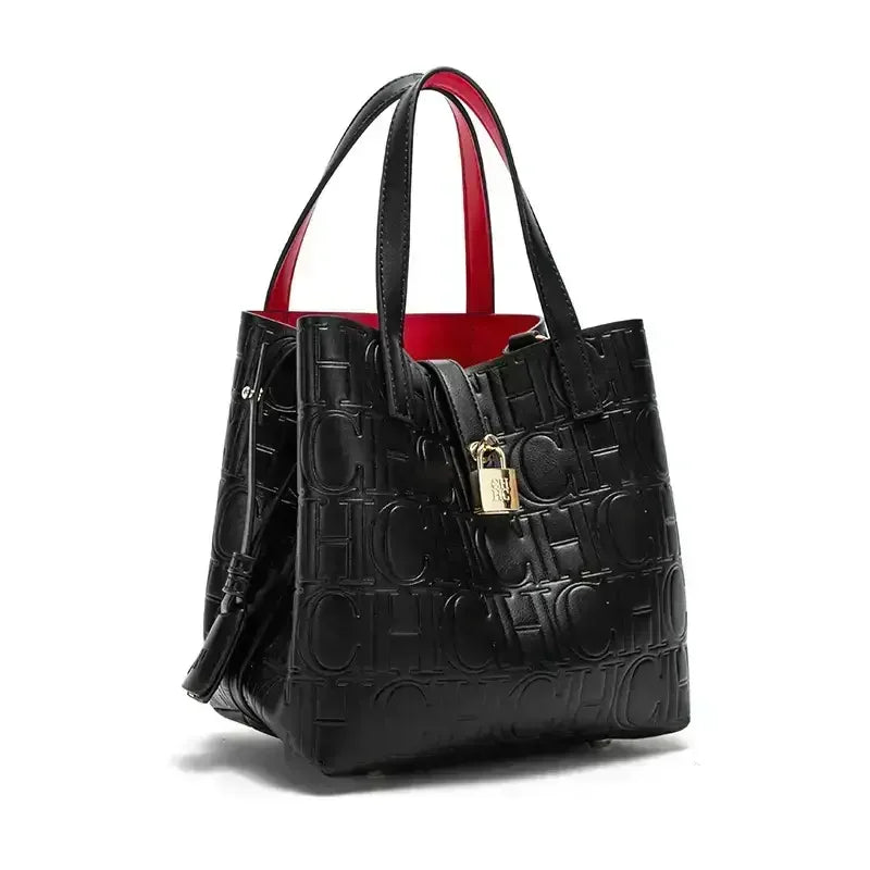 CH Geprägte Damen Crossbody Bag Buchstabendruck Design Damen Handtasche Große Kapazität Tragetasche Elegantes Temperament Damen Schultertasche