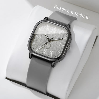 Fashion Square Damenarmbanduhr Lässige Silikonarmband Quarzuhr Sportarmbanduhr für Herren Damen Studenten (Ohne Box)