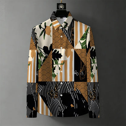 Men's Retro Baroque Print Business Casual Shirt