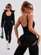 Einteiliger nahtloser Sport-Yoga-Jumpsuit, sexy rückenfreier Bodycon-Trainingsanzug für Damen, Outfit, Fitnessstudio-Set, Sportbekleidung, Trainingsanzug