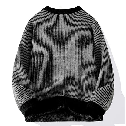 2024 Men's Autumn and Winter Warm Sweater Fashion Trend Loose Crew Neck Solid Color Bottom Shirt Men's Long Sleeve Vest Sweater