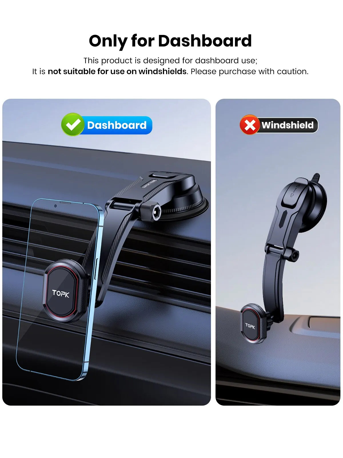 Car mount holder for dashboard use with clear background