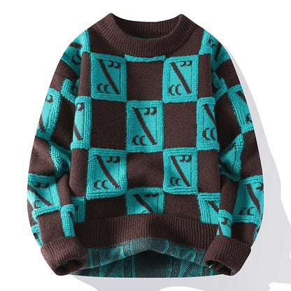 Fall/Winter Mens Brand Pullovers Sweaters High Quality Thick Warm Cashmere Sweater Men Luxury Plaid Pull Homme 2024
