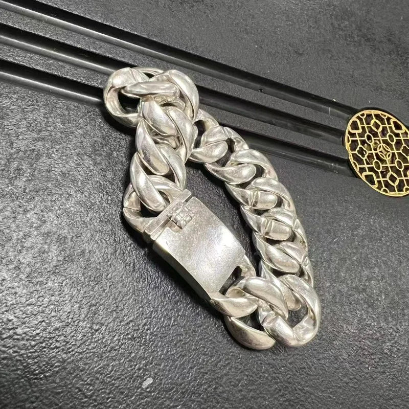 115g Old Tibetan Silver Thick Bold Bangle, Retro Simple Personality Unisex Fashion Jewelry Holiday Gift Accessories