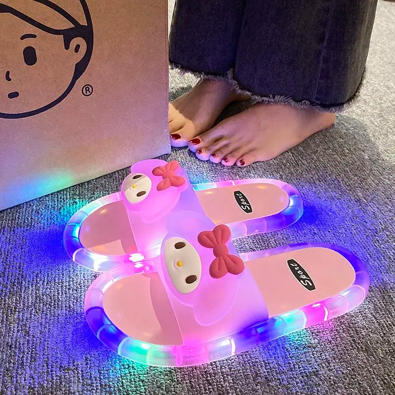 LED Light Sandals Women Hello Kitty Luminous Slides