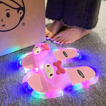 LED Light Sandals Women Hello Kitty Luminous Slides