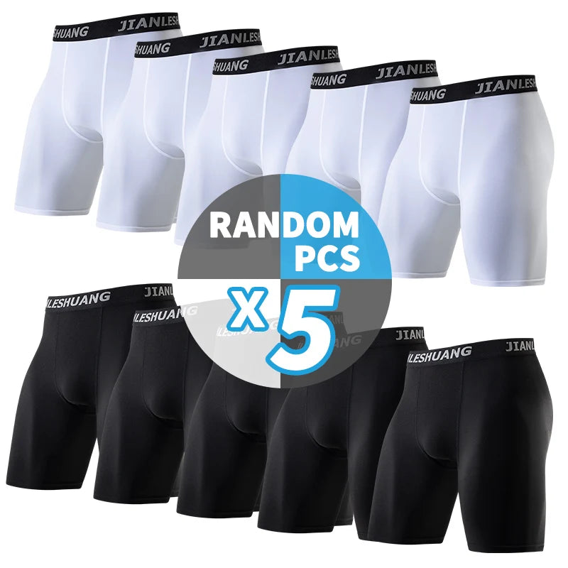 1/2/5Pcs Teenagers To Adults Multi-size Men's Sports Underwear Fitness Long Boxer Shorts Running Training Basketball Football Sh