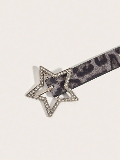 1pc Women's Y2K Star Studded Metal Hollow Star Belt, Suitable For Casual Daily Wear