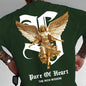 Men's summer 100% pure cotton fashionable casual sports loose angel pattern letter print round neck short sleeved T-shirt top