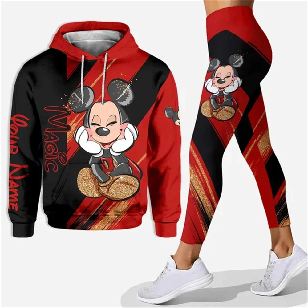 Customized Name Mickey Hoodie Women Hoodie Set Mickey Yoga Pants Sweatpants Women Disney Yoga Hoodie Leggings Fashion Sportswear