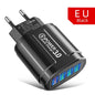 48W QC3.0 Fast Charger 4-Port USB EU Travel Adapter