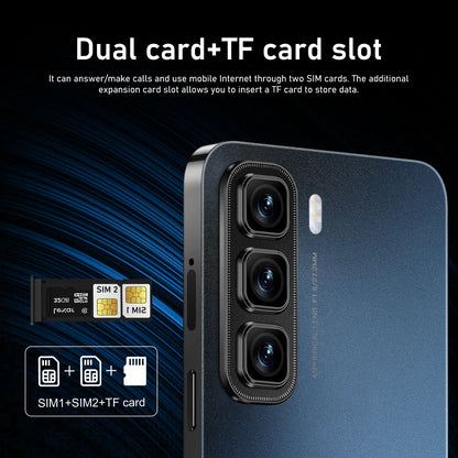 Phone with dual SIM and TF card slot features on a dark background
