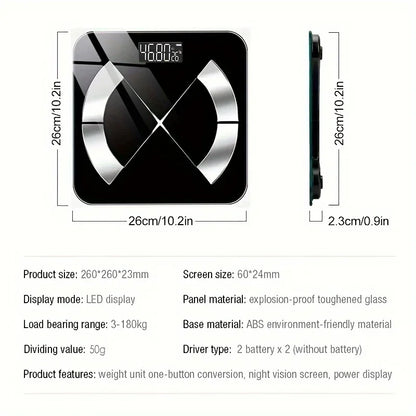 1pc intelligent body fat scale, high-precision wireless electronic weight scale, high-definition display, health data analysis