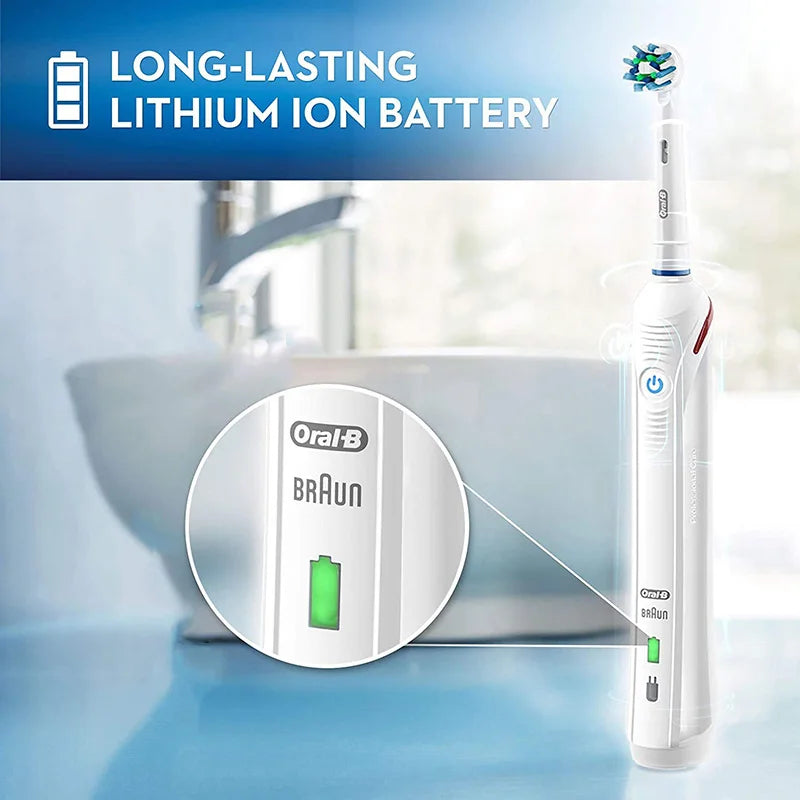 Oral B Elektrische Zahnbürste Pro 4000 3D-Reinigung Tägliche Reinigung Zähne Sichtbarer Andrucksensor 4 Modi Zahnfleischpflege Wasserdicht Wiederaufladbar