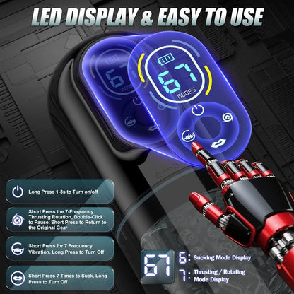 Control device with LED display and instructions for use, featuring a robotic arm.