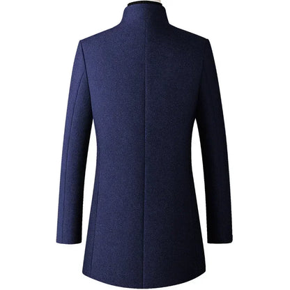 Navy blue coat on a white background