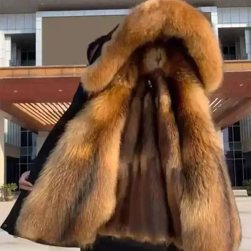 2025 New Casual Down Fox Fur Men's Clothing Coat Winter Jackets Mens Men Jacket