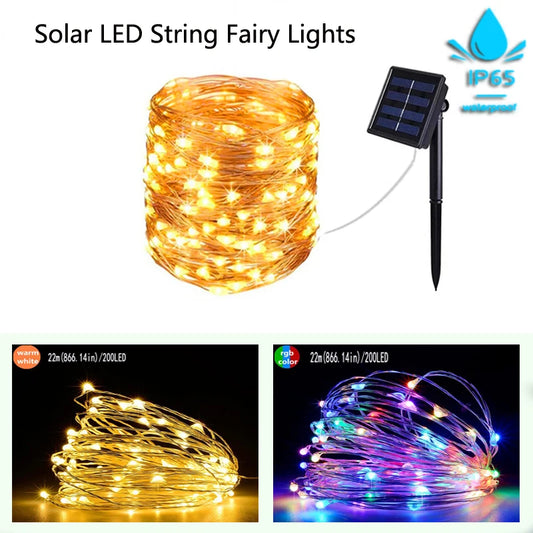 Solar Fairy Lights Garden String with 8 Modes Waterproof Copper Wire for Patio Yard Trees Christmas Party Garden OutdoorDecor