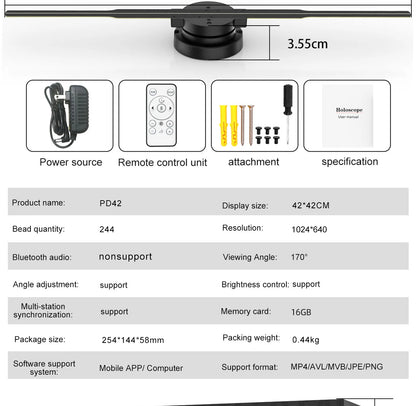 3D Fan Hologram Projector Wifi Display Advertising Logo Light Led Sign Holographic Lamp Three-Dimensional Projectors 52-80CM