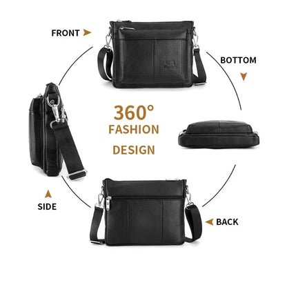 Men's Genuine Leather Crossbody Bag Large Capacity Cowhide Commuter Shoulder Bag Casual Messenger Bag for Work