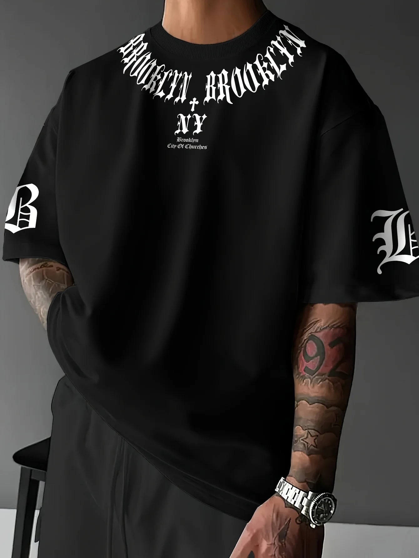 Men's 3D Letter Print Casual Sporty Summer Tee