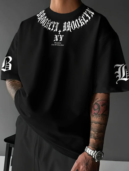 Men's 3D Letter Print Casual Sporty Summer Tee