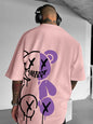 Men's Streetwear Geometric Graphic T-Shirt - Loose Fit Casual Summer Tee with Bold Back Print, Machine