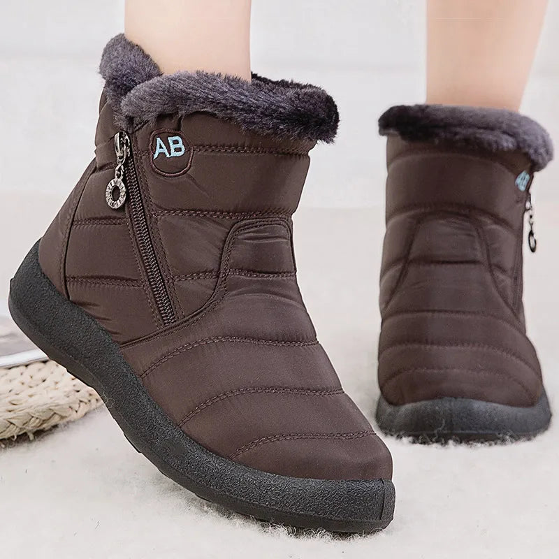 Women's Boots Women's Ankle Boots With Fur Winter Shoes Women Low Heels Winter Boots Snow Waterproof Winter Footwear