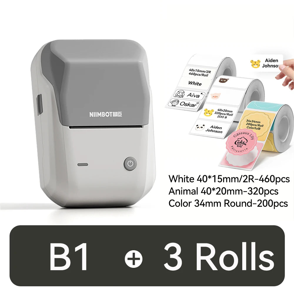 NIIMBOT B1 Portable Thermal Printer With Tapes 2 Inch Adhesive Label Printer Mini Bluetooth Sticker Maker Support Smartphones PC