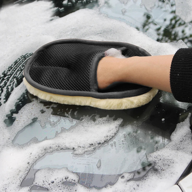 Wool Plush Car Wash Gloves - Soft Cleaning Brush