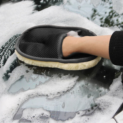 Wool Plush Car Wash Gloves - Soft Cleaning Brush