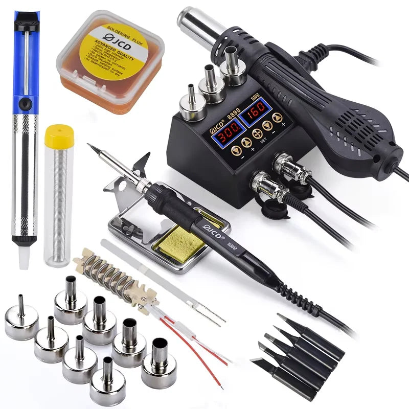 2 in 1 750W Soldering Station LCD Digital display welding rework station for cell-phone BGA SMD PCB IC Repair solder tools 8898