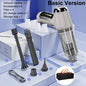 Vacuum cleaner set with accessories on a blue background